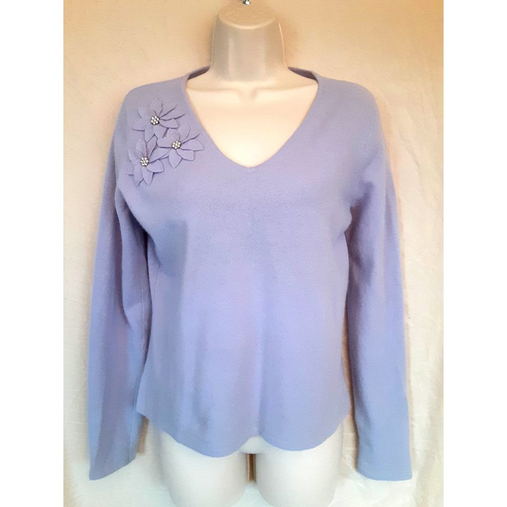 Women's Carole Little wool/angora rabbit hair sweater, lavender, size M
